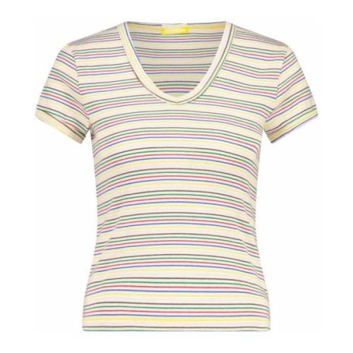 Mother Randig V-ringad T-shirt Throwback Stil Multicolor, Dam