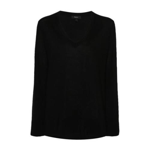 Theory Regal V-Neck Sweater Black, Dam