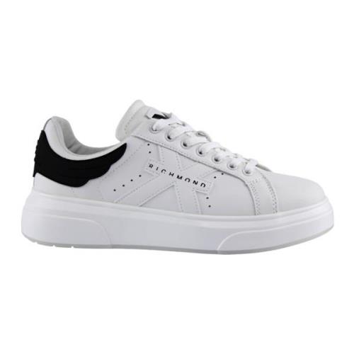 John Richmond Vit Svart Kalvskinn Sneakers White, Herr