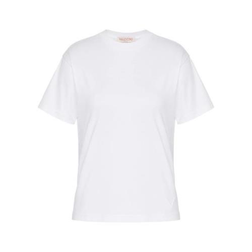 Valentino Vit Bomull Crew Neck T-shirt White, Dam