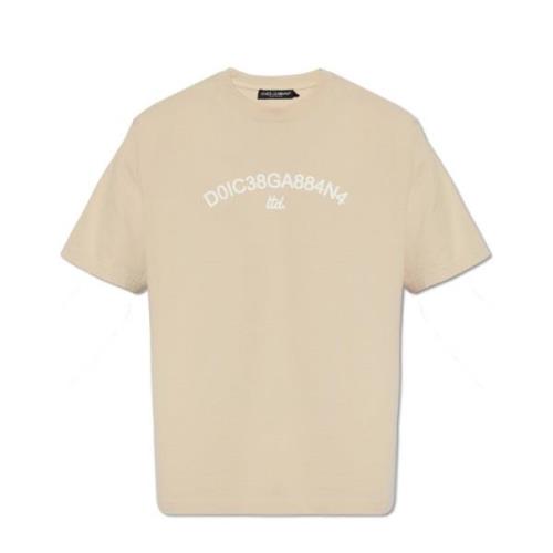 Dolce & Gabbana Tryckt T-shirt Beige, Herr
