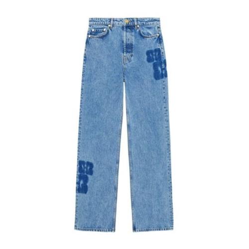 Ganni Straight Jeans Blue, Dam