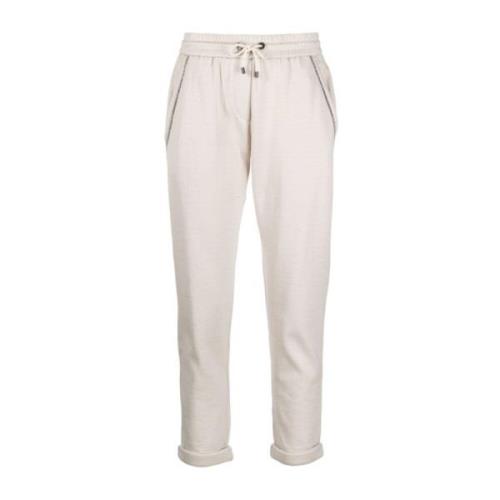 Brunello Cucinelli Cropped Trousers White, Dam