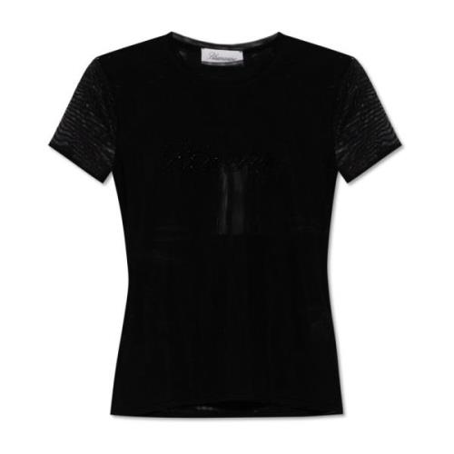 Blumarine Tvåskikts genomskinlig T-shirt Black, Dam