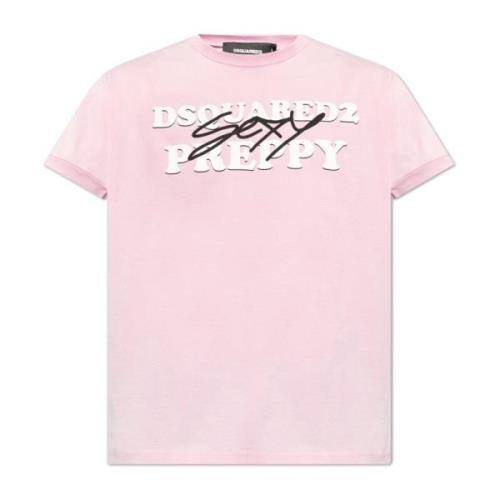 Dsquared2 Tryckt T-shirt Pink, Herr
