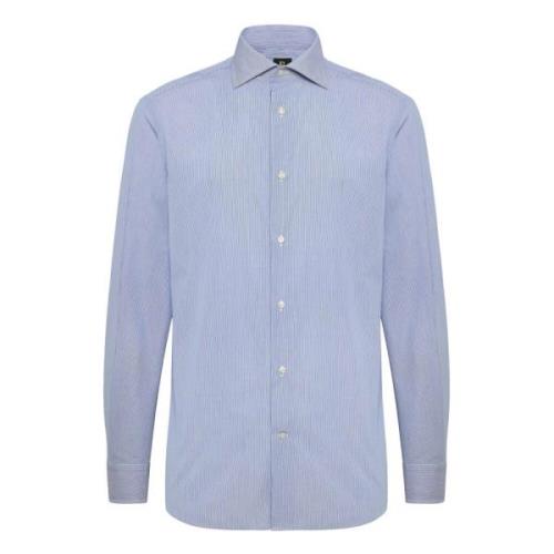 Boggi Milano Micro Randig Windsor Krage Skjorta Regular Fit Blue, Herr
