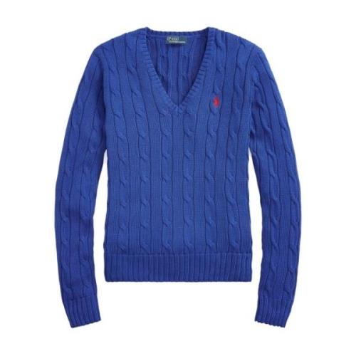 Ralph Lauren V-neck Knitwear Blue, Dam