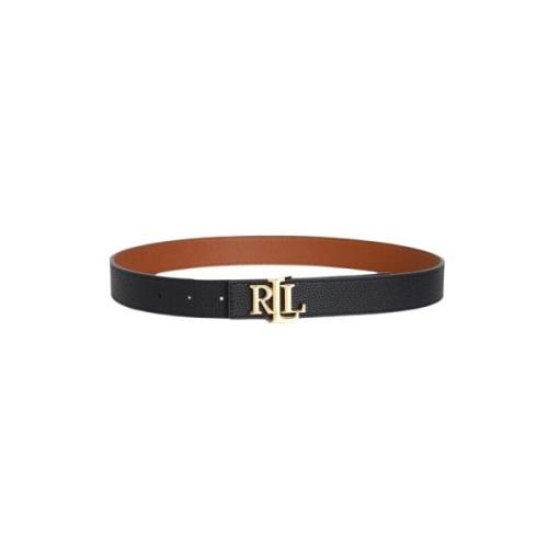 Ralph Lauren Reversibel Dam Bälte med Logoplatta Black, Dam