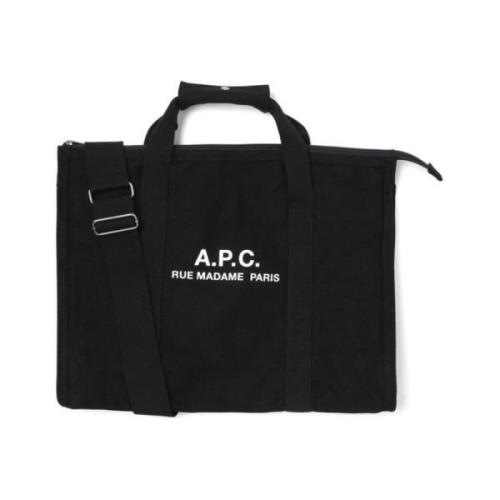 A.p.c. Svart/Vit Bomullsryggsäck Black, Herr