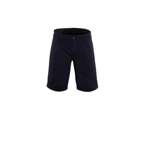 Moorer Stretch Bomull Twill Casual Shorts Blue, Herr
