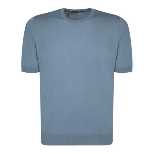 Tagliatore Blå Bomull Rundhals T-shirt Regular Fit Blue, Herr