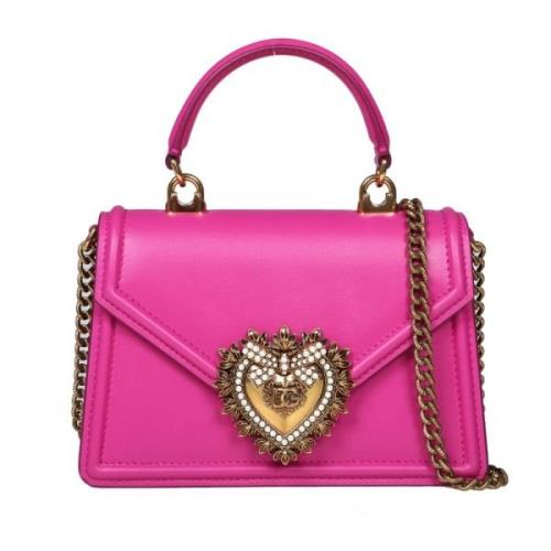 Dolce & Gabbana Liten Devotion Handväska i Rosa Pink, Dam