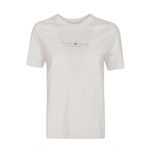 Brunello Cucinelli Vit Slogan Print T-Shirt White, Dam