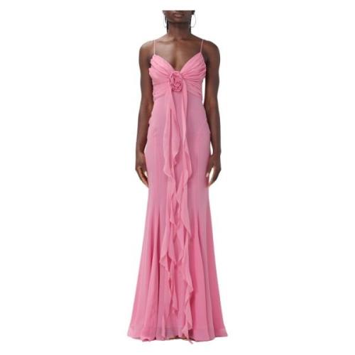 Blumarine Lång klänning med ros detalj Pink, Dam