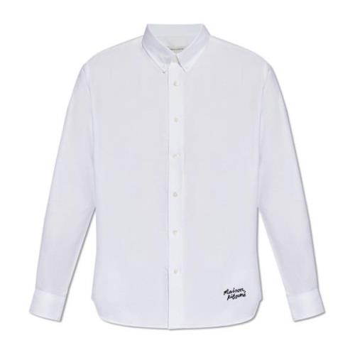 Maison Kitsuné Skjorta med logotyp White, Herr