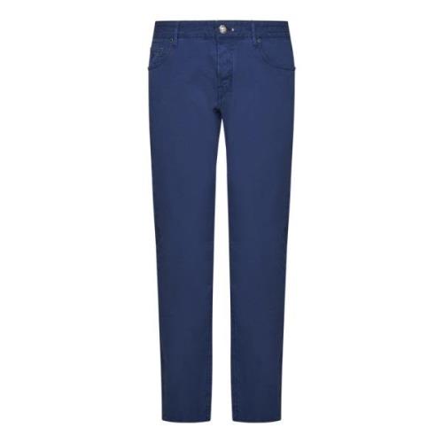 Hand Picked Slim-fit Trousers Blue, Herr