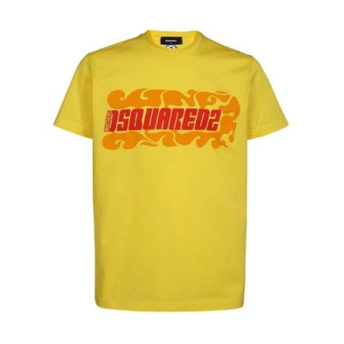 Dsquared2 Logo-Print Bomull T-Shirt Yellow, Herr