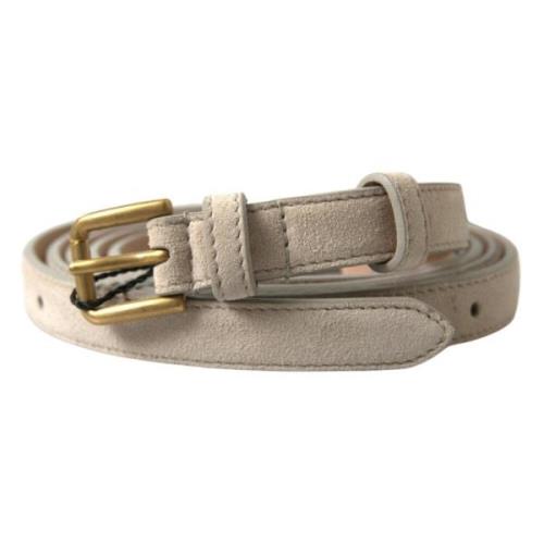 Dolce & Gabbana Beige Läder Metallspänne Bälte Beige, Dam