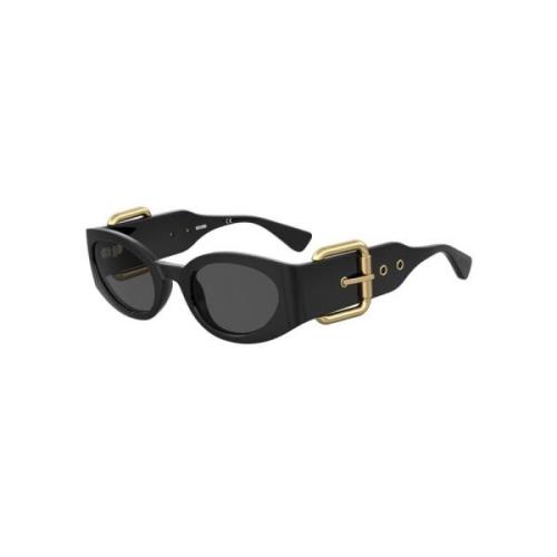 Moschino Svart Guld Solglasögon med Grå Linser Black, Unisex