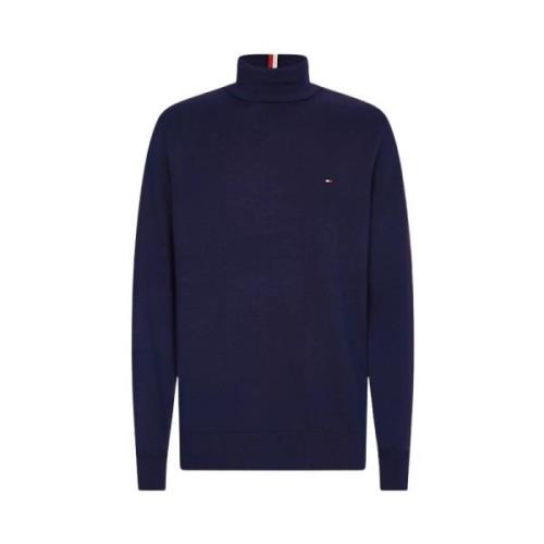 Tommy Hilfiger Herr Cashmere Blandad Turtleneck Tröja Blue, Herr