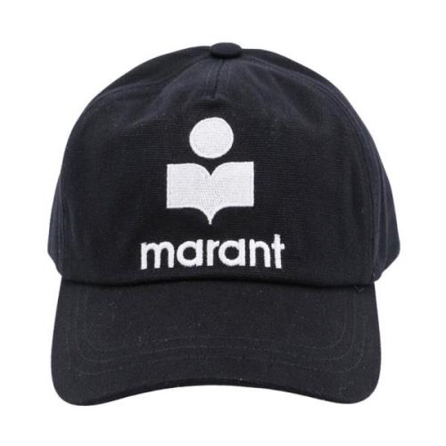 Isabel Marant Svart Justerbar Hatt med Broderad Logotyp Black, Herr