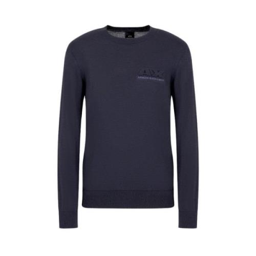 Armani Exchange Round-neck Knitwear Blue, Herr