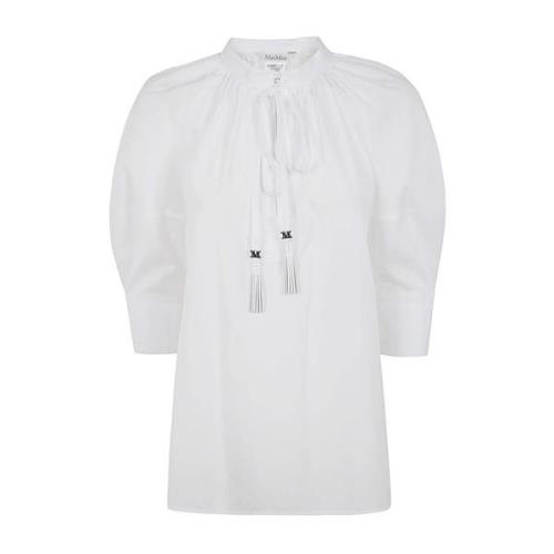 Max Mara Optisk Vit Scarf Skjorta White, Dam