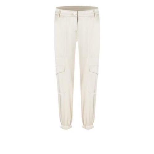 Cambio Tapered Trousers Beige, Dam