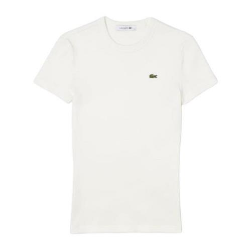 Lacoste Avslappnad bomull T-shirt för kvinnor White, Dam