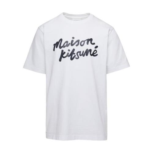 Maison Kitsuné Handwriting Comfort Tee-Shirt Vit White, Herr