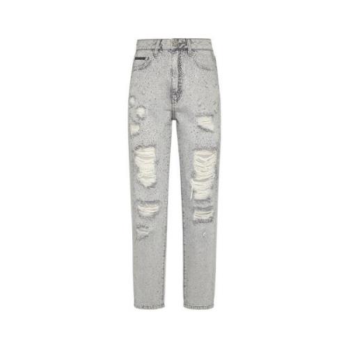 Philipp Plein Aw23 Denim Jeans för Kvinnor Gray, Dam