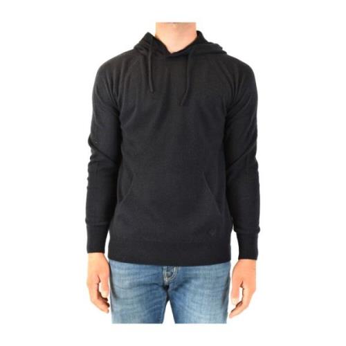 Emporio Armani Blå Stickade Kläder Aw21, Snygg Herrhoodie Blue, Herr