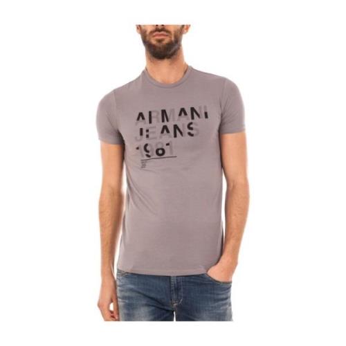 Armani Jeans Casual Logo Print Top Gray, Herr