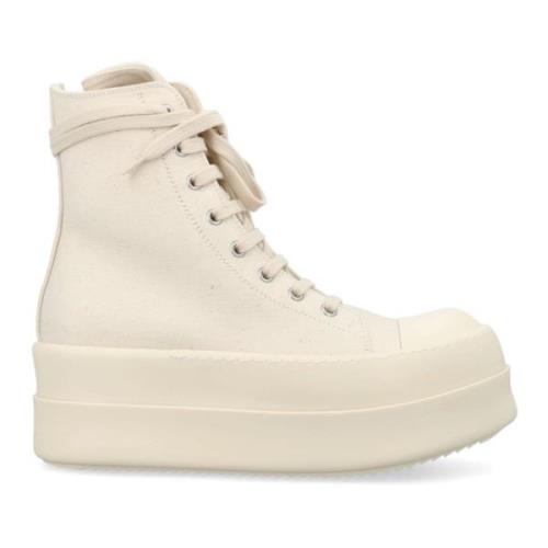 Rick Owens Puffer High Top Lace Sneakers Beige, Dam