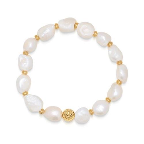 Nialaya Wristband with Baroque Pearl and Gold Yellow, Herr