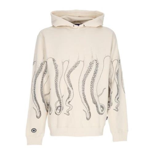 Octopus Outline Hoodie Svart/Dammig Vit Streetwear White, Herr