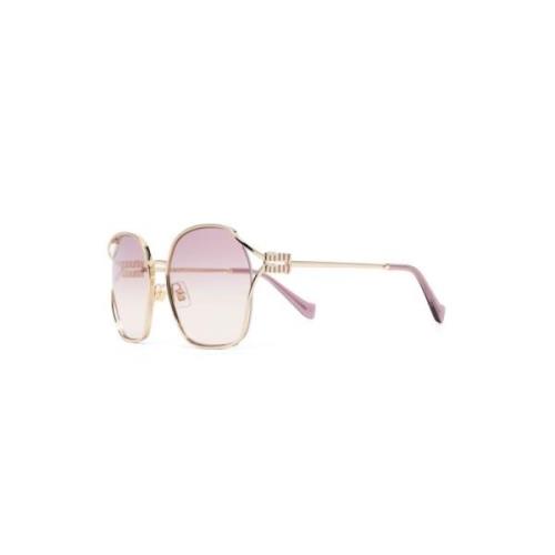 Miu Miu Guld Solglasögon med Originalfodral Pink, Dam