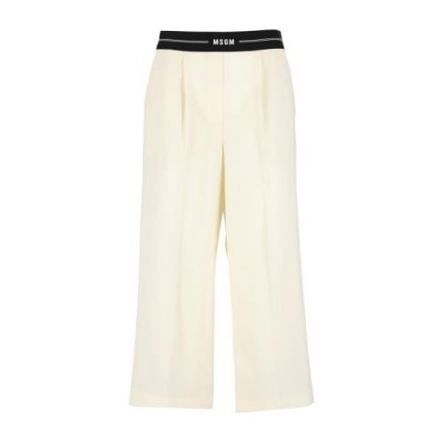 Msgm Cropped Trousers White, Dam