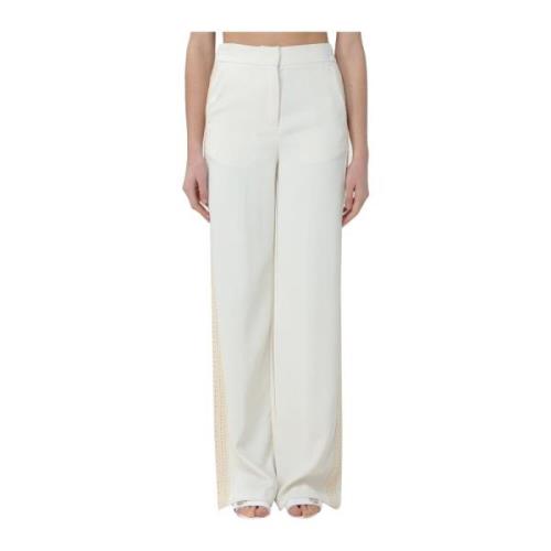 Twinset Wide Trousers Beige, Dam