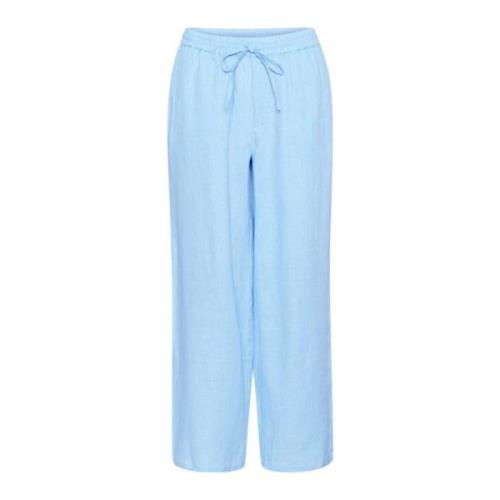 Cream Wide Trousers Blue, Dam