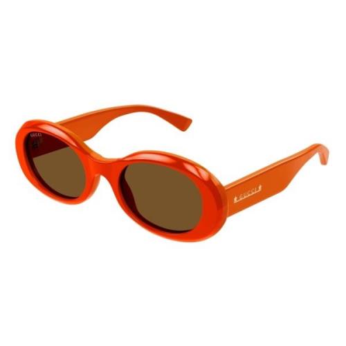 Gucci Acetat Oval Solglasögon Orange, Dam