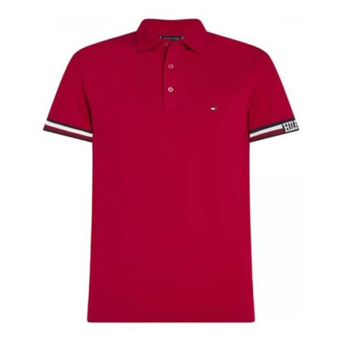 Tommy Hilfiger Monotype Flag Cuff Polo Shirt Red, Herr