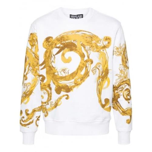 Versace Jeans Couture Vit/Guld Felpa Vår/Sommar Kollektion 2024 White,...