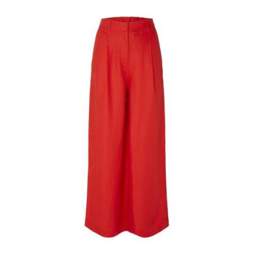 Selected Femme Wide Trousers Red, Dam