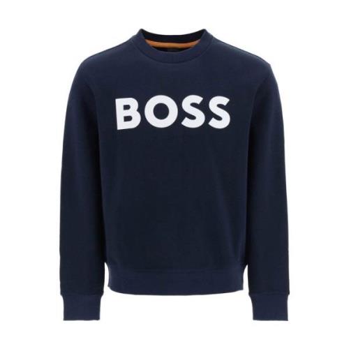 Hugo Boss Blå Crew Neck Sweater Soleri 02 Blue, Herr