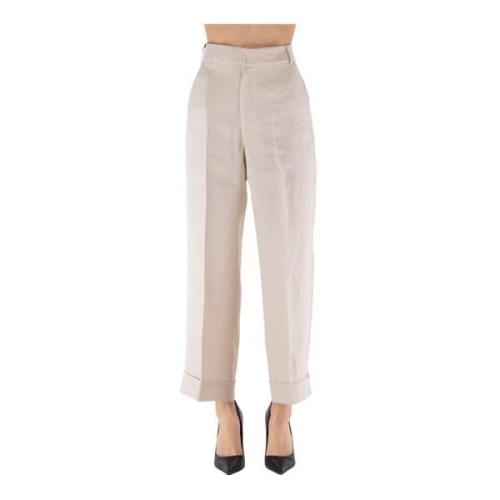 Max Mara Wide Trousers Beige, Dam