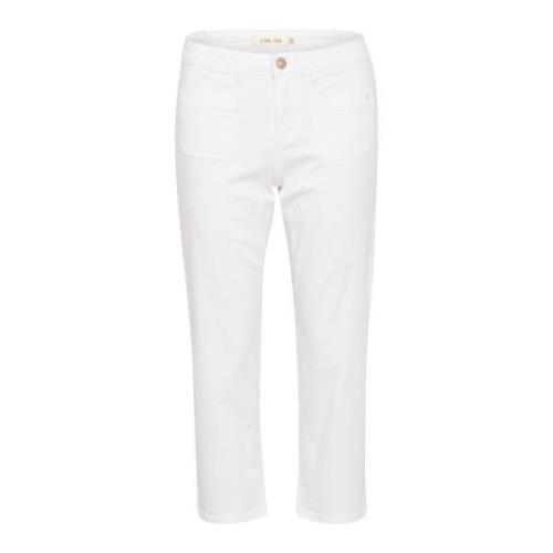 Cream Cropped Trousers White, Dam