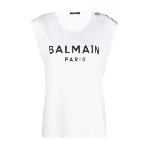 Balmain Sleeveless Tops White, Dam