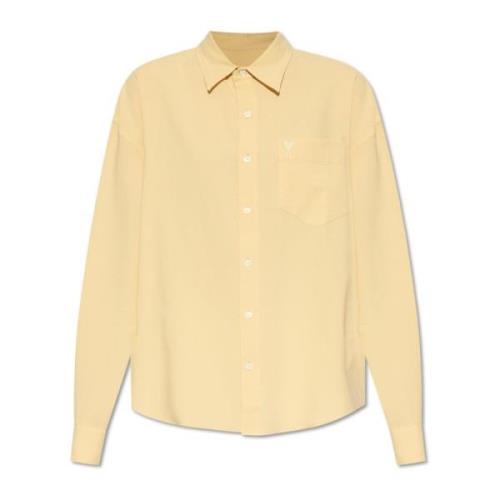 Ami Paris Bomullsskjorta med logotyp Yellow, Dam