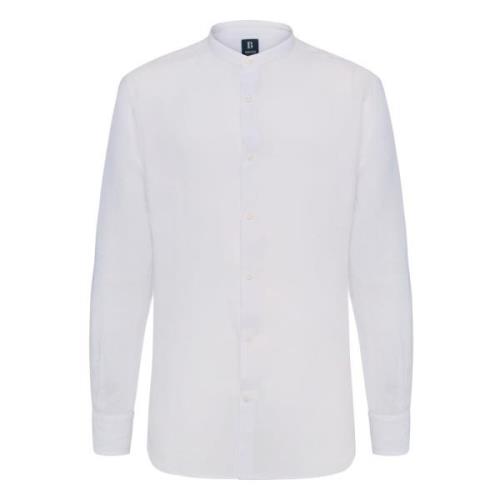 Boggi Milano Linneskjorta med Koreansk Krage Regular Fit White, Herr